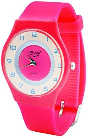 Kids Watches Candy Colour Wrist Watch for Ages 2-14 Cute Flower Butterfly Little Girls Watch Soft Comfortable Silicone Wristwatch for Children Red