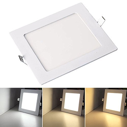 Preisvergleich Produktbild VINGO® 9W Ultraslim LED Panel Einbaustrahler Farbwechsel zwischen Warmweiss, neutralweiss und kaltweiss Deckenleuchte Einbau Lampe Licht+Trafo Eckig[Energieklasse A++]