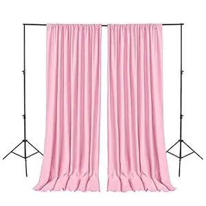 Hiasan Pink Backdrop Curtains for Parties, Polyester Photography Backdrop Drapes for Baby Shower, Wedding Decorations, 5ftx10ft, Set of 2 Panels