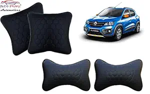 Auto Pearl - Black Blue Ball Neck Rest with Cushion Set of 4 Pcs for - Renault KWID Climber