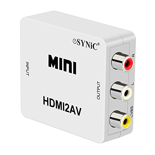 HDMI zu AV Konverter - HDMI zu Composite Wandler bis 1080P HDMI auf RCA AV 3RCA CVBS Video Audio R L Adapter mit USB Kabel für Aufladung für Xbox Xbox360 Blu-ray SKY HD VHS VCR DVD DVR PAL/NTSC Videoausgangssignal - Weiß