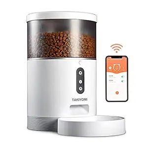 TAKIYOMI Automatic Cat Feeder,4L,Wi-Fi Enabled Smart Pet Feeder for Cats and Dogs, Smart Pet Feeder with APP Control, Food Dispenser for Cats Dogs & Small Pets , Distribution Alarms and Voice Recorder