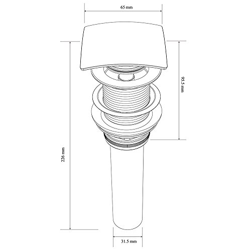 Push Open AA61 ohne Überlauf-Funktion edel verchromt mit Keramik-Deckel und Rohrverlängerung - 9