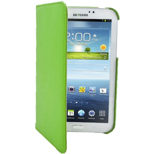 gada – Samsung Galaxy Tab 3 P3200 P3210 P3220 360° drehbare Leder-Imitat Tasche mit praktischer Standfunktion in schickem Grün inkl. kostenloser Displayfolie und Touch Pen - 4