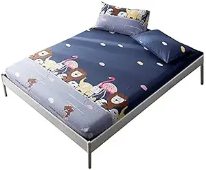 Akshya 100% Glace Cotton Queen Bedsheet with Elastic Fitted for Kids Room | Kids bedsheet