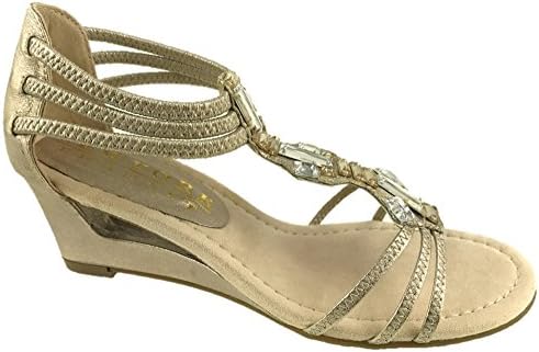 MCFootwearLTD Ladies Faux Leather Fashion Strappy Slip On Sandals Size 4-8 (UK 5.5, Nude)
