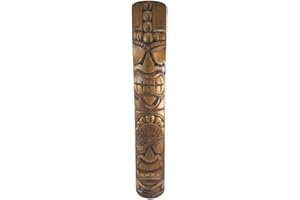 Coco Papaya Totem Tiki Intérieur/Extérieur 100cm en Bois | Sculpture sur Bois Artisanale
