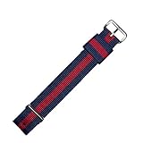 MARBURGER Uhrenarmband 20 mm Textil Blau Rot - Werkzeug Montage Set 9512041000120