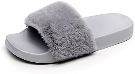 Women's Flip Flop Faux Fur Slipper (40 EU, Gray)