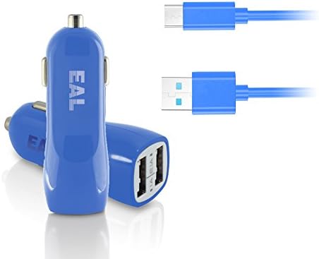 USB Type C Car Charger, Dual USB Bullet Car Charger with Type C USB Cable Sync & Charge Travel Adaptor Charger 2 in 1 Pack for Huawei P10 , P10 Plus and All Other Type C Supporting Devices (Blue)