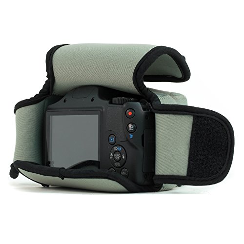 MegaGear Mat  riau L  ger  Neoprene Sac Photo Housse   tui Sacoche pour Canon PowerShot SX540 HS  SX530 HS  Canon PowerShot SX420 is  SX410 is  Gris 