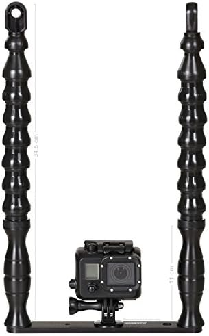 Hydronalin Rail with Tripod for Gopro Action Camera with 2 Tripod Threads, Handles, Flexible Arms &amp; Ys Adaptors (Black) Pack of 1