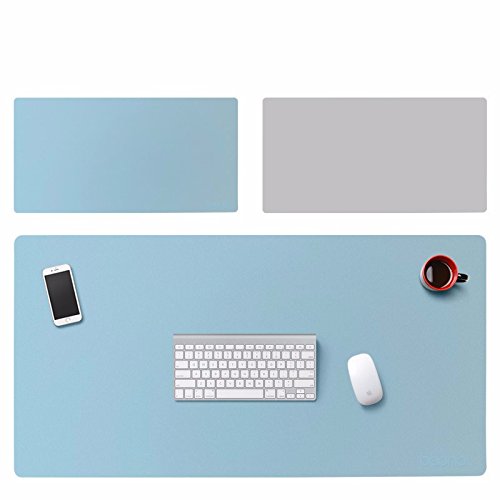 Preisvergleich Produktbild Das Leder Mouse Pad_Schreibunterlage überdimensionierten Mauspad wasserdicht doppelseitige Leder, Blau + Silber, 60 * 30 cm