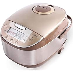 Aigostar Golden Lion 30HGY - Cuiseur riz, Multicuiseur sans BPA, 11 fonctions programmables sur grand écran LED, 5 litres, 918 W. Minuteur et fonction maintien au chaud.