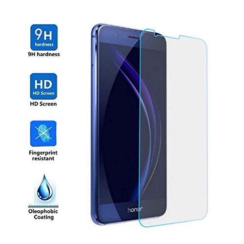 2x Huawei Honor 8 Screen Protectors, MaxiPro® ,Premium Tempered Glass Screen Protector phone Protective films to screen Invisible Transparent crystal Protection display Shield for Huawei Honor 8 - Ultra resistant 9H Hardness Anti-bubble High Definition