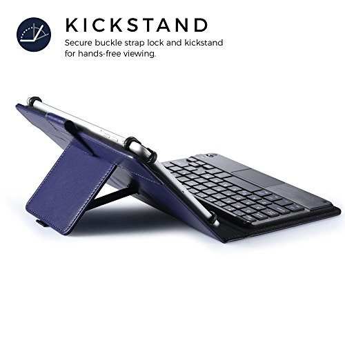 Universelle 7“ – 8“ Tablet Tastaturhülle, COOPER TOUCHPAD EXECUTIVE abnehmbare QWERTY Bluetooth Funktastatur Tragetasche Tabletschutz Folio mit Standfunktion für 7“ – 8“ Tablet (Blau, HQ-Kunstleder) - 3