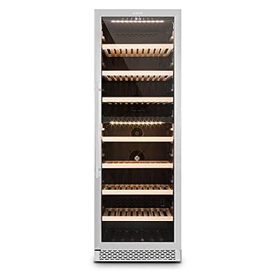 Klarstein Gran Reserva Cave à vin réfrigérée (2 zones, 379 litres, 166 bouteilles, classe énergétique B, LED, 5-20°C, sept étagères en bois , inox)