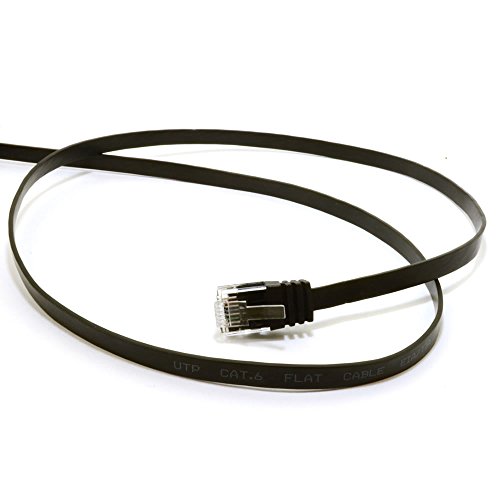 Flach CAT6 Ethernet LAN Patchkabel Kabel Verluste Profil Gigabit RJ45 6 m Schwarz - 2