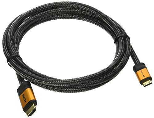 2 Meter High End HDMI zu Mini Kabel 2.0/1.4a mit vergoldeten Steckern und einem Nylon/Alu Geflecht, blanken Kupferleitern (Unterstütz: Full-HD, 3D, Ultra-HD 4K, Ethernet, Audio Return) by aricona