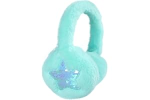 Surakey Winter Earmuffs for Kids Girl Warm Ear Muffs Baby Boy Plush Padded Ear Warmer Sequin Stars Earmuffs Cold Protection (Green)
