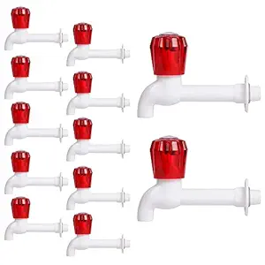 SOCCER- Long Body Plastic Bib Cock Tap (Pack of 12)/ Heavy Duty Crystal Plastic Water Tap/Long Body Plastic Bib Cock/Routing Tap/Washing Area/Kitchen Sink Tap/Bathroom Bibcock for Hot & Cold Water/Basins Cock (Pack of 12)