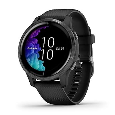 Garmin VENU - Montre Connectée GPS Multisports avec Écran AMOLED, Musique, Garmin PayTM, Autonomie Longue Durée - Gunmetal/Black - Cadran 43 mm