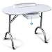 tinxs Professional Collapsible Manicure Nail Art Table Folding Foldable Portable Technician Desk Station Workstation with Pull Out Drawer/ Carry Bag/ Wrist Rest (White)