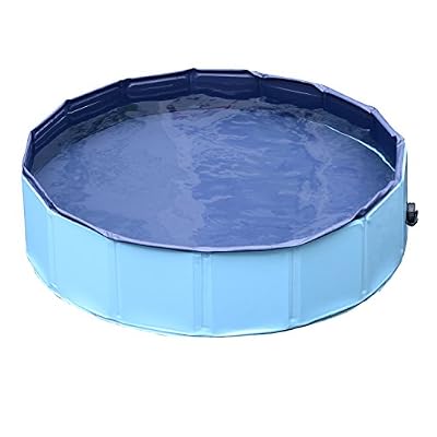 Pawhut Bassin /piscine baignoire pour chien pliable anti-glissant plastique en pvc facile à nettoyer Φ 80x H20cm bleu neuf 03BU