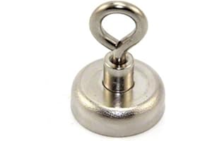 FIRST4MAGNETS Neodymium Clamping Magnet with M5 Eyebolt for Hanging, Holding or Displaying Items - 25mm Diameter x 36mm High - 20kg Pull - Pack of 1