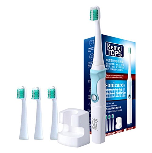 Preisvergleich Produktbild Elektrische Zahnbürste, WalshK Modebatterie betrieben mit 3 Bürstenköpfen Mundhygiene Gesundheitsprodukte Wiederaufladbare Zahnbürste