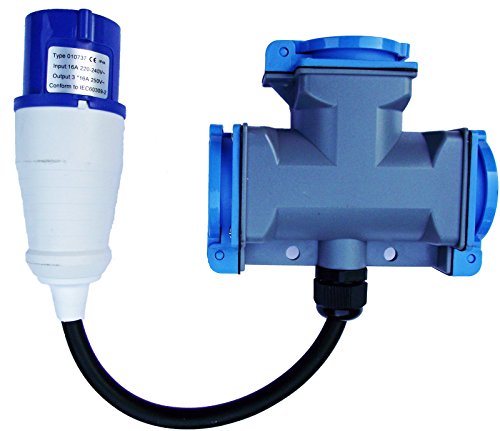 CEE Adapter auf Schuko 3-fach Kupplung H07RN-F 3G 1,5 mm² ideal für Caravan, Wohnmobile und Boote - CE geprüft-