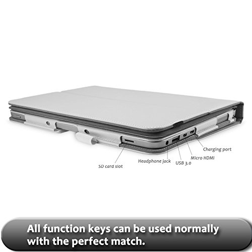 Asus Transformer Mini T102HA Hülle Case -Infiland Slim Fit Folio PU-lederne dünne Kunstleder Schutzhülle Cover Tasche für Asus Transformer Mini T102HA Tablet-PC (mit Auto Schlaf / Wach Funktion, Tablet und Tastatur sind nicht entgehaltet) (Weiß) - 7
