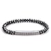 Produktbild ZUXIANWANG Handschnur,Minimalistische Zirkonia Bead Armband Charm Hämatit Naturstein Metall Armband Für Herren Biker Handgefertigten Schmuck Silber