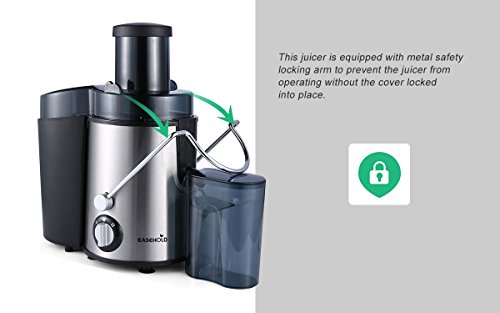 Easehold Elektrischer edelstahl Entsafter mit 400W – Intertek/GS geprüft Stainless Steel Juice Extractor Fruit Vegetable Juicer 2 Speed - 5