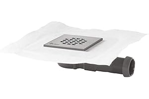 U-TILE Siphon à maconner ultra plat 20 cm + grille acier inox