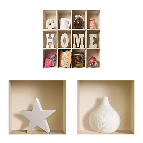 DIY Pegatinas Etiquetas para Pared Desmontables de Vinilo 3D Arte Mágico de Nisha, Conjunto de 3, Estilo casero colorido