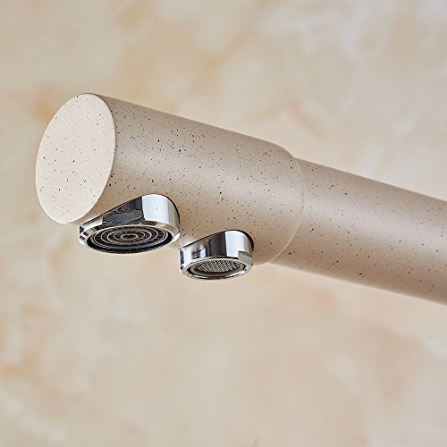 Küche Wasserfilter Hahn, 2-Griff Beige mit Dot Spültisch Deck Mount Armatur Warm-und Kalt Mischer,WF-0175MD - 5