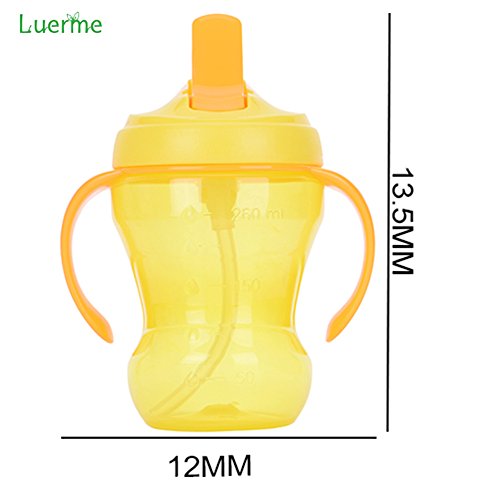 luerme 260 ml Babys Kids Kinder kein überschwappen Stroh Flasche Schnabeltasse Füttern Trinkbecher mit Griffen - 9