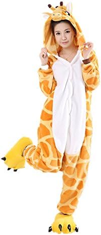 Unisex Winter Warm Flannel Cartoon Animal Sleepwear Unicorn Panda Giraffe Onesies Kigurumi Adult Carnival Halloween Cosplay Costome Fancy Nightwear Loungewear Sleepsuit - KEYSHINE