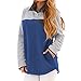 Produktbild LOLIANNI Damen Sweatshirt Farbblock Stehkragen Soft Fleece Sweatser Pullover Frauen Seitliche Tasten Lange Ärmel Lässige Rundhalsausschnitt Ellbogen Weit T-Shirt Blusen Tunika Tops