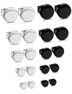 Sailimue 5-10 Paare Edelstahl Tunnel Männer Ohrstecker für Herren Damen Schwarz Ohrringe Piercing Schmuck Durchmesser...