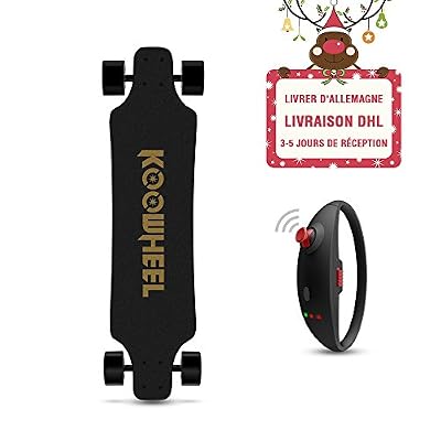 KOOWHEEL Skateboard Électrique kooboard, cool bracelet de télécommande，1 sac, 2 roues supplémentaire, 2 autocollants, super vitesse 40km/h,noir