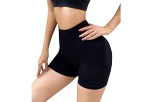 KONFEN Pantalones Cortos Deportivos Mujer, Mallas Cortas de Correr Mayas Deportivas Cintura Alta, Sin Costuras Leggings Corta Deporte Gym Shorts Women para Fitness Yoga Secado Rápido, Negro/Gris