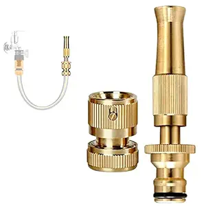 JANCOM Brass Nozzle Water Spray Gun Hose Connectors Soft rubber sleeve water spray for Car Bike Window Cleaning and Plants Sprayer for Gardening Hose Pipe Spray Water Gun.(Without Hose)