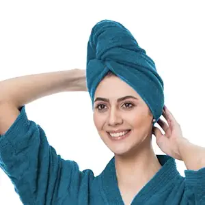 Sassoon Caldezonia Microfiber Hair Wrap Towel for Women (Peacock Color, Free Size) with Smooth Texture Super Absorbent Quick Dry Hair Turban for Drying Hair