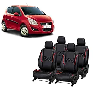 JMDi PU Leatherette 'Maruti Ritz' Front & Back Bucket Fitting Seat Cover (1 Year Warranty) Sc11JMDi20218013 (Black-Red)