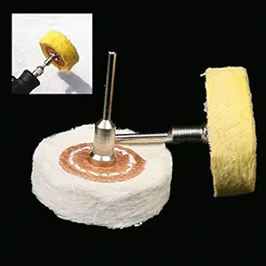 DIY Crafts Rotary Tool Accessories Abrasive Tools T Style Polish Buffing Wheel Grinding Head Cloth DIY Wheel Grinder Brush For Rotary Dremel Accessories Shank (Pack of 12 Piecs Set, Off-White Yellow)