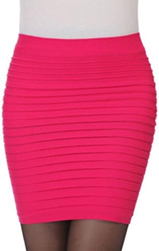 Quistal Lady Women Sexy Mini Skirt Striped Short Slimming Pencil Skirt High Waist Package Hip Short Skirts (Free Size, A)