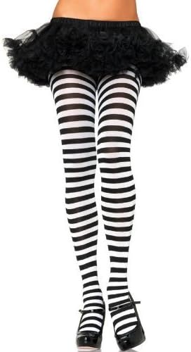 Sexy Fun Black White Stripe Tights Hosiery Fancy Dress Halloween Costume School Geek Nerd Witch One &amp; Plus Size World Book Day (One Size, Black/White Stripes)
