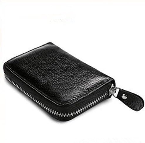 Leather Credit Card Holder, Card Case Bifold Zipper Wallet For Storage ID/Credit Card Holder For Men &amp; Women. ( black )